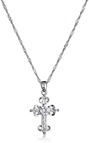 KARASU Fashion Jesus Christ Cross Necklace Gold Plated for Men or Women (NX0137-Fashion_Cross_White_Gold_Plated)