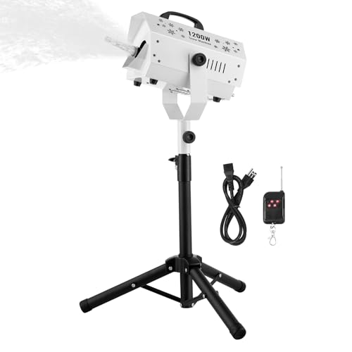 VEVOR Snow Machine, 1200 W, Snow Machine with Height-Adjustable Stand, Snowflake Machine with Wireless Remote Control, Artificial Snow Generator for Christmas Parties, Wedding Stage Effects
