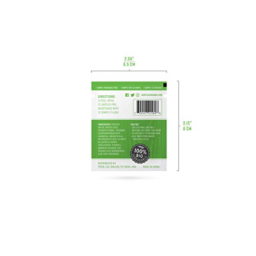 Simpleaf Flushable Wet Wipes (Single Packs): Eco- Friendly, Thick and Effective, Paraben and Alcohol Free, Hypoallergenic and Safe for Sensitive Skin, Vitamin E with Soothing (60 Counts)