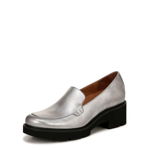 Naturalizer Women's Cabaret Heeled Loafer Pewter Silver Metallic 6.5 M
