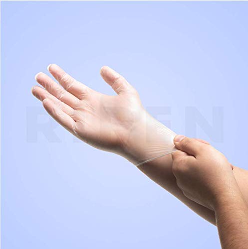 100 Large Size Disposable Vinyl Gloves Powder Free Latex Free Allergy Free Multi-Purpose Heavy Duty Super Strength Cleaning Gloves Food Grade (1 Pack)
