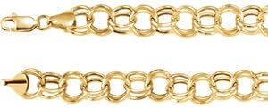 14K Yellow Gold 5.7mm Double Link Charm 7.25 Inch Bracelet