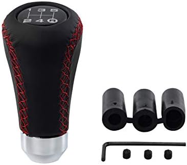 5 Speed Manual Gear Shift Knob Possbay Universal Car Gear Stick Shifter Adapter Head Lever Shifting Handle with 3 Adapters 7mm 8mm 12mm for Cars Aluminum Alloy Leather (Black): Home Improvement