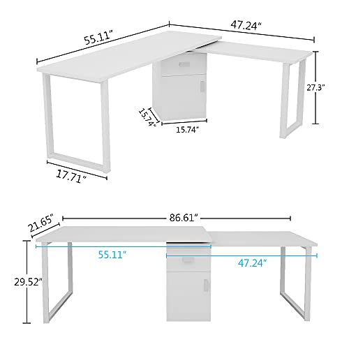 Tribesigns Rotating LShaped Computer Desk, 55 Inches Modern Corner