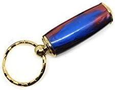 Secret Compartment Key Chain Pill Box Blue and Red 24kt Gold Plated Stash Box Hide Things SJS146A