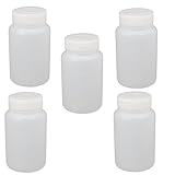uxcell 5Pcs 250ml Plastic Wide Mouth Round Seal Liner Reagent Bottle Sample Bottle White