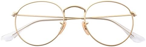 HENRIYETI Classic Round Metal Clear Lens Glasses Frame Unisex Vintage Designer Circle Eyeglasses-gold