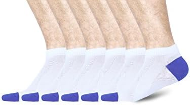 Sincolor Men’s Socks 6 packs Classics Soft Sport Ankle Socks’ (6-12, White and Blue)