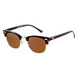 Flowertree Unisex Rs5141 Browline 47mm Sunglasses (brown+brown)