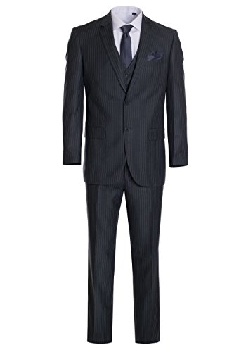 King Formal Wear Men's Premium Modern Fit Pinstripe Suit - Many Colors (Gray Pinstripe, 40 Long)… - Thumbnail 6