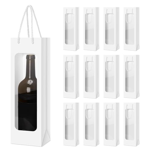 Transparent Wine Bag with Window and Handles - Reusable for Wedding, Party, Christmas - Flower Decoration - Bulk