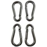 US STAINLESS 4 Pieces Stainless Steel 316 Spring Hook No Eye Carabiner 11/64" (4.5mm) (Almost 3/16") Marine Grade