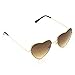 Women Metal Heart Frame Mirror Lens Cupid Heartshape Sunglasses (Gold Frame/Brown Lens, 55)