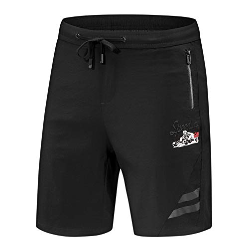 YAXuan Men's Shorts, Sports Beach Shorts Fitness Gym Workout Plus Size Activewear Breathable Quick Dry Sweat-Wicking Micro-Elastic Loose,Black,29