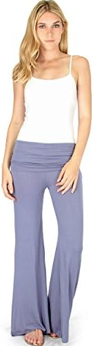Lyss Loo Women's Fold-Over Palazzo Lounge Flare Pants In Denim - Large