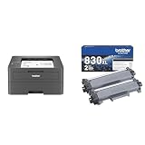 Brother HLL2405W Printer and TN830XL 2-Pack Black High Yield Toner