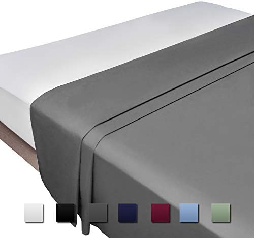 Full Size Bedding Flat Sheet Only, Cok Gray Flat Sheet Full, Ultra Soft Polyester Microfiber Bed Sheet, Extra Breathable and Cooling Sheet, Hypoallergenic and Comfortable Top Sheet, 1 Pack