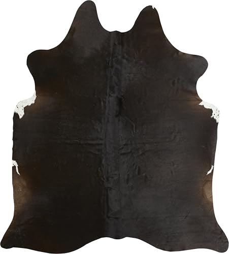 -Luxor- Living Tapis en Peau de Vache véritable - Tapis Naturel pour Une atmosphère réaliste - Environ 160 x 240 cm - Noir uni