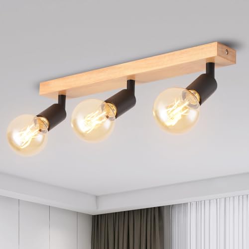 ANWIO Ceiling Lamps with 3 Bulbs, E27 Hallway Ceiling Lamp, Black Interior LED Bulbs, Adjustable Bedroom Ceiling Lamps, Living Room Ceiling Lamp (without Bulbs)