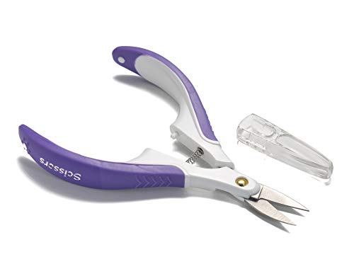Stainless Steel Professional Curved Cuticle Scissor Cuticle Nipper Cuticle Cutter Cuticle Trimmer Cuticle Remover with Safety Cover for Dead Skin Removal (Violet)