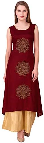 Sreshee Women's Premium Shantung (Shantoon) Designer Kurti with Palazzo Pants Set