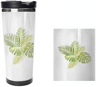 Tropical Palm Leaf Coffee Mug 14 Oz Mens Husband Gifts Tea Cup.Travel Coffee Cup,Drinking Cup, Female Male,Double stainless steel vacuum insulation，Thermos cup-397ML