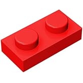 Classic Building Plate 1x2, 100 Piece Bulk Plates, Compatible with Lego Parts and Pieces 3023, Creative Play Set - 100% Compatible with All Major Brick Brands(Colour:Red)
