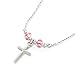 Girl's 925 Silver Necklace with Cross Pendant Made with Light Rose Swarovski Crystals, 16