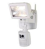 All-Pro MAC100W 110-Degree 100-Watt Motion-Sensing Floodlight with Security Camera and Microphone, White