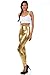 Sakkas 2616 Shiny Liquid Metallic High Waist Stretch Leggings - Gold - XL