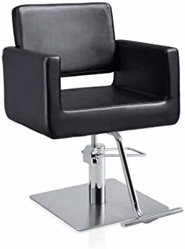 Draper Salon Chair, Black, Flat Square Base By Standish Salon Goods