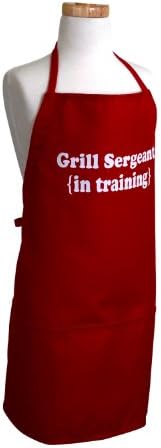 Flirty Aprons Boy's Original "Grill Sergeant in Training" Apron, Red