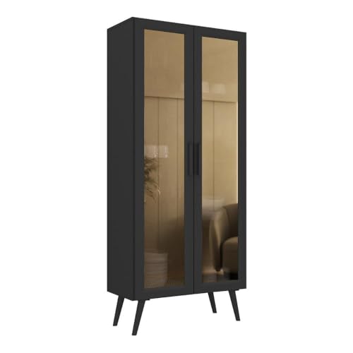 Multimóveis Cristaleira com 2 Portas de Vidro Retrô 68cm Urban MP6040 Preto