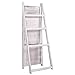 RHF 45″ Foldable Ladder Shelf,Plant Stand,Indoor Flower Pot Stand,Folding A Framde Display Shelf,Free Standing, Patio Rustic Wood Stand with Shelves,4 Tier Stand Outdoor Pot Rack, Whitethumb 4