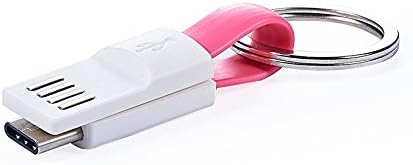 3.54 Inch short Type C Fast Charger [Travel essential] Creative Keyring Charger with Type-C Fast Charge Cable devices (Pink)