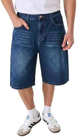 JMIERR Baggy Jorts Men Wide Leg Streetwear Jean Shorts Casual