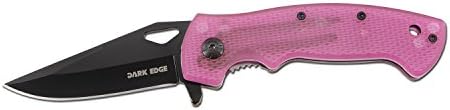 Dark Edge Folding Pocket Hunting Knife, Assisted Opening Knife for Camping and Hiking, Fluorescent Purple Handle, 4.5-Inch Closed - DE1002