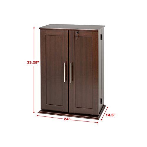 Espresso Grande Locking Media Storage with Shaker Doors