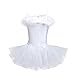TiaoBug Kids Girl Sequins Beads Ballet Dance Tutu Dress Leotard Performance Swan Ballerina Costume with Gloves Hair Clip Set White 10-12