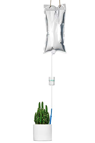 Automatic Watering Irrigation Drippers Bag, Garden Plant Flower Self Watering Spikes Device with Adjustable Flow Rate, Vacations Plant Drip Sprinkler Water Watering Kits (2)