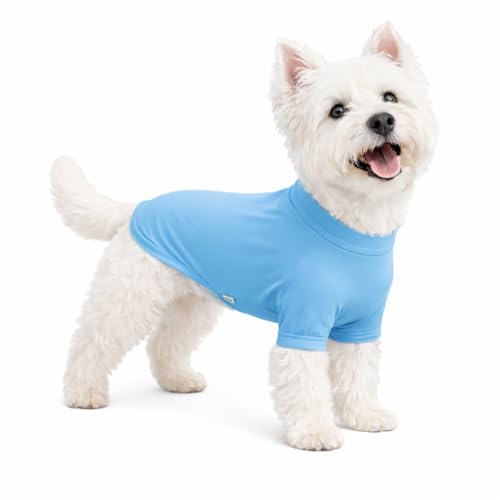 LoveLongLong Spring Summer Cooling Dog T-Shirt with UV Protection and Moisture-Wicking Fabric Blank Color Sea blue XS