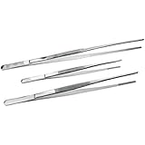 SE TW2-408 3-Piece Tweezer Set with Serrated Tips, Lengths: 12", 10", 8"