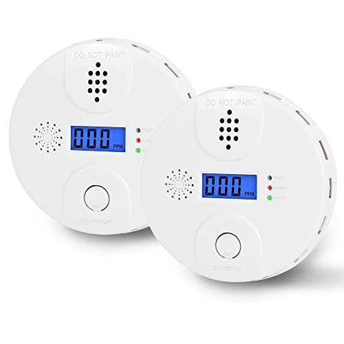 Carbon Monoxide Alarm, Digital Display CO Detector Security CO Monoxide for Home Kitchen Bedroom Safety Battery Powered (Battery not Included),Comply with CSA 6.19 (2 Pack)