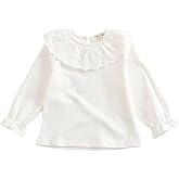 12M-6Y Baby Girls Long Sleeves Solid Color Doll Collar T-Shirt Blouse Toddler Kids Basic Pullover Bottom Tops