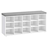 VASAGLE Shoe Bench with Cushion, Storage Bench with