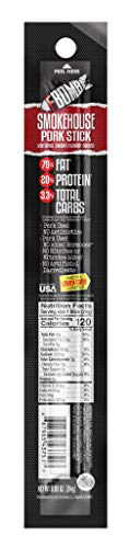 FBOMB Keto Meat Sticks | 100% Natural Pork, No Antibiotics Nitrites or Nitrates, No Added Hormones | Sugar Free, High Protein, Low Carb, Gluten Free, Paleo, Keto Snack Sticks | Smokehouse 12 Pack