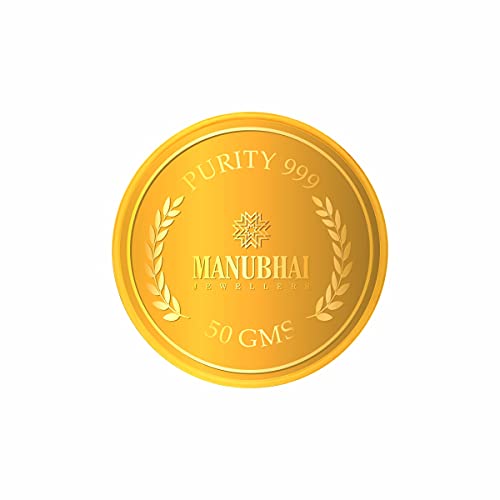 Manubhai Jewellers 24K (999) 50gram Yellow Gold Coin