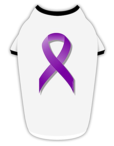 TooLoud Crohnâ€™s Disease Awareness Ribbon - Purple Cotton Dog Shirt White with Black Medium