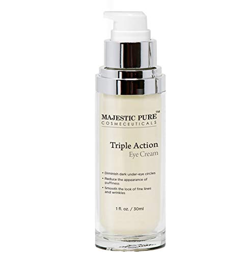 MAJESTIC PURE Triple Action Eye Cream – Reduces the Appearance of Under Eye Dark Circles, Puffiness, Fine Lines and Wrinkles – with Arnica and Vitamin K – 1 fl. oz.