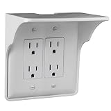 Storage Theory | Double Outlet Power Perch | Ultimate Outlet Shelf | Easy Installation, No Additional Hardware Required | Holds Up to 10lbs | White Color | Single Shelf (2-Pack)